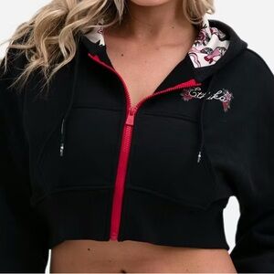 Ethika Bound By Love/ Women’s Cropped Hoodie with Red Zipper